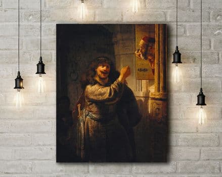 Rembrandt: Samson Threatening His Father in Law. Fine Art Canvas.