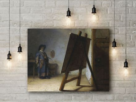 Rembrandt: The Artist in his Studio. Fine Art Canvas.