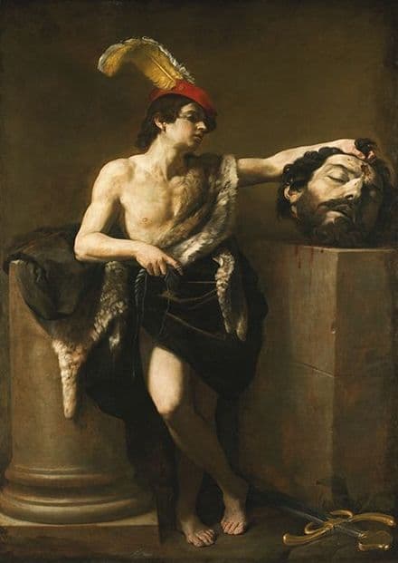 Reni, Guido: David with the Head of Goliath. Fine Art Print/Poster. Sizes: A4/A3/A2/A1 (002095)