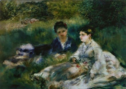 Renoir, Pierre Auguste: Two Women in the Grass. Fine Art Print/Poster. Sizes: A4/A3/A2/A1 (004264)
