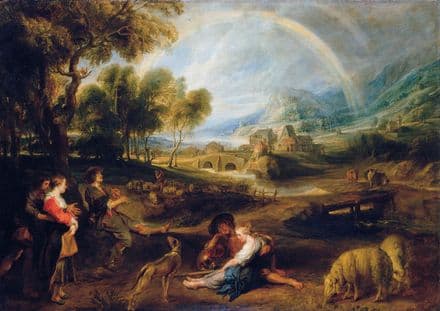Rubens, Peter Paul: Landscape with a Rainbow. Fine Art Print/Poster. Sizes: A1/A2/A3/A4 (001217)