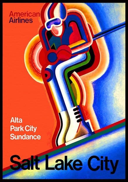 Salt Lake City Vintage Skiing Travel Print/Poster. Sizes: A4/A3/A2/A1 (002703)