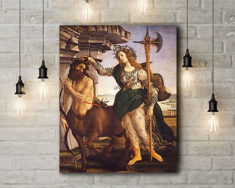 Sandro Botticelli: Pallas and the Centaur. Mythological/Fantasy Fine Art Canvas.