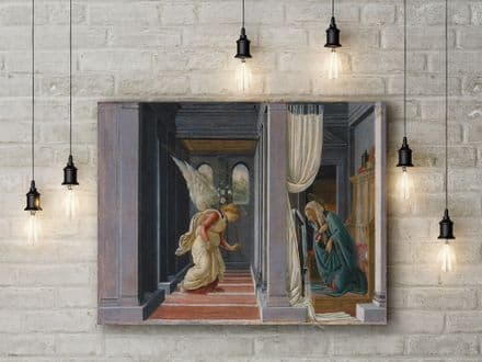 Sandro Botticelli: The Annunciation.  Religious Fine Art Canvas.
