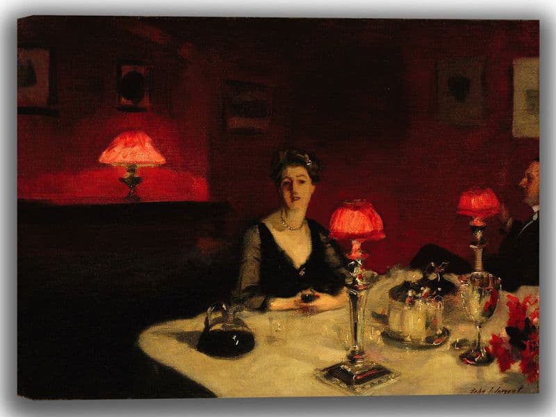 Sargent, John Singer: A Dinner Table at Night. Fine Art Canvas. Sizes: A4/A3/A2/A1 (004046)