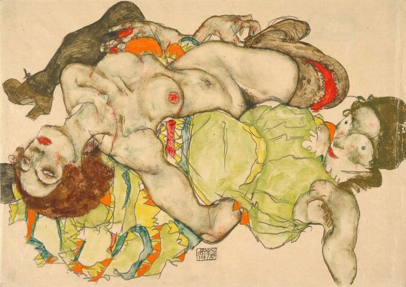 Schiele, Egon: Female Lovers. Fine Art Print/Poster. Sizes: A4/A3/A2/A1 (003680)