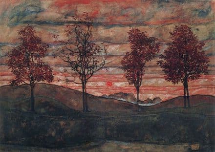 Schiele, Egon: Four Trees. Fine Art Print/Poster. Sizes: A4/A3/A2/A1 (00145)