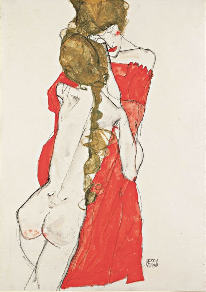 Schiele, Egon: Mother and Daughter. Fine Art Print/Poster. Sizes: A4/A3/A2/A1 (003693)
