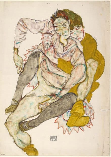 Schiele, Egon: Seated Couple, 1915. Fine Art Print/Poster. Sizes: A4/A3/A2/A1 (003710)