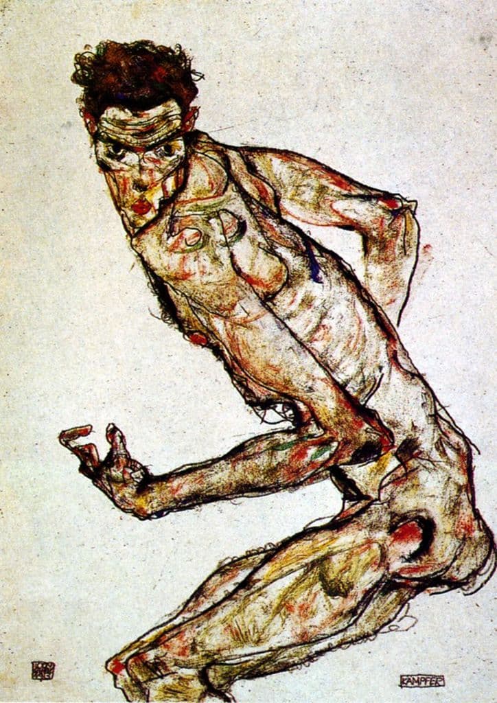 Schiele, Egon: The Fighter, 1913. Fine Art Print/Poster. Sizes: A4/A3/A2/A1 (00151)