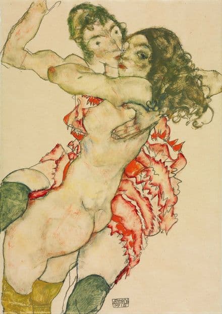 Schiele, Egon: Two Women Embracing. Fine Art Print/Poster. Sizes: A4/A3/A2/A1 (003731)
