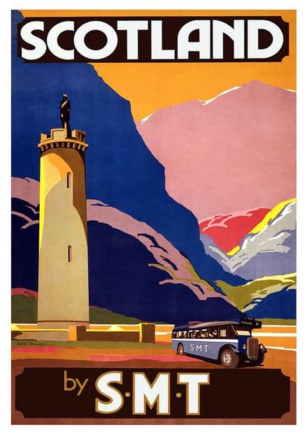 Scotland by S.M.T. Vintage Bus Travel Print/Poster. Sizes: A4/A3/A2/A1 (002702)