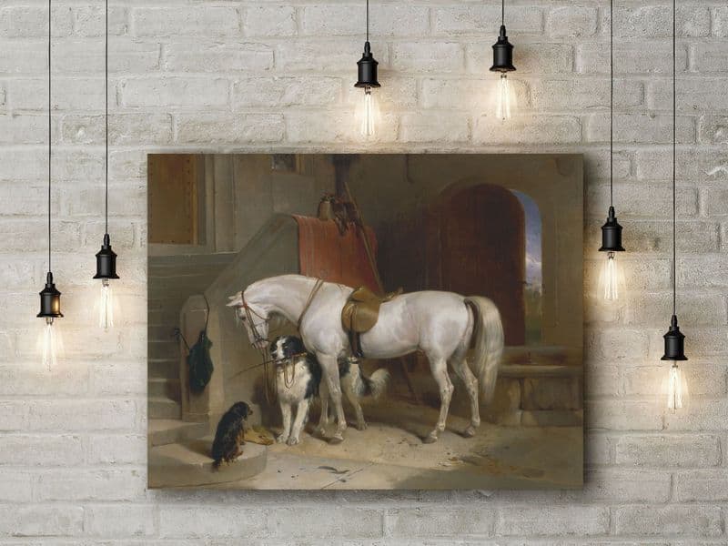Sir Edwin Landseer: Favourites, the Property of H.R.H. Prince George of Cambridge. Fine Art Canvas.
