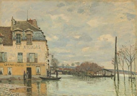 Sisley, Alfred: Flood at Port-Marly. Fine Art Print/Poster. Sizes: A4/A3/A2/A1 (003961)