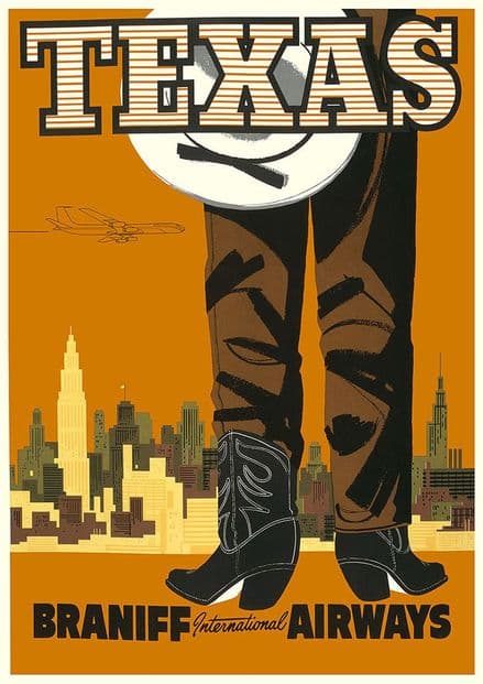 Texas. Vintage USA Travel Print/Poster. Sizes: A4/A3/A2/A1 (002704)