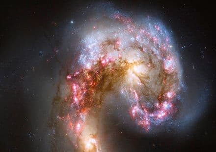 The Antennae Galaxies-NGC-4038-4039. Space Print/Poster. Sizes: A4/A3/A2/A1 (003240)