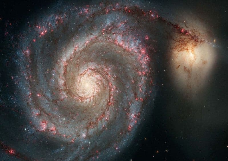 The Whirlpool Galaxy M51. Grand Design Spiral Galaxy Space Print/Poster. Sizes: A4/A3/A2/A1 (003241)