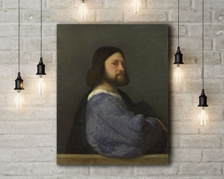 Titian: Portrait of a Man with a Quilted Sleeve. Fine Art Canvas.