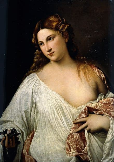 Titian (Tiziano Vecellio): Flora. Fine Art Print/Poster. Sizes: A4/A3/A2/A1 (001966)