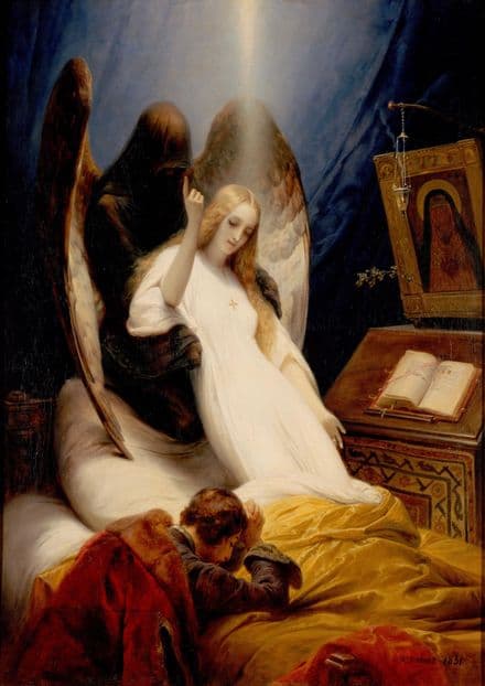Vernet, Emile Jean Horace: The Angel of Death. Fine Art Print/Poster. Sizes: A4/A3/A2/A1 (004157)