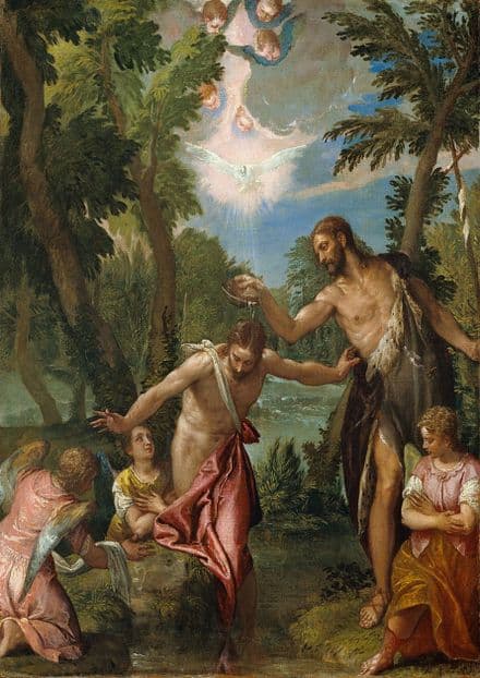 Veronese, Paolo Caliari: The Baptism of Christ. Fine Art Print/Poster. Sizes: A4/A3/A2/A1 (002026)