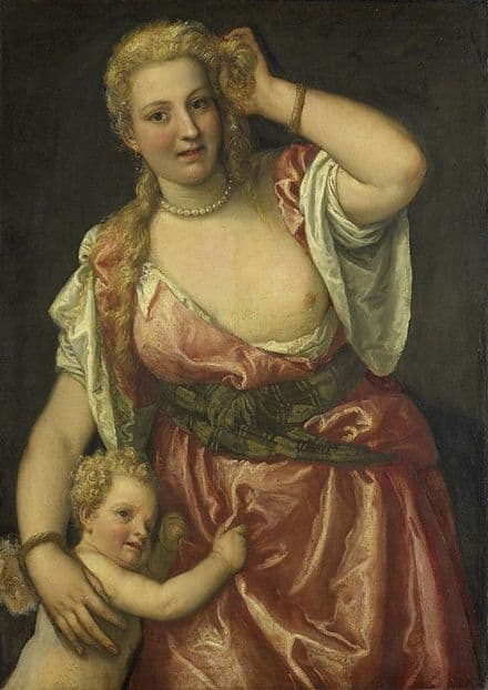 Veronese, Paolo Caliari: Venus and Amor. Fine Art Print/Poster. Sizes: A4/A3/A2/A1 (002011)