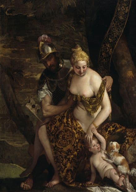 Veronese, Paolo: Mars and Venus with Cupid and a Dog. Fine Art Print/Poster