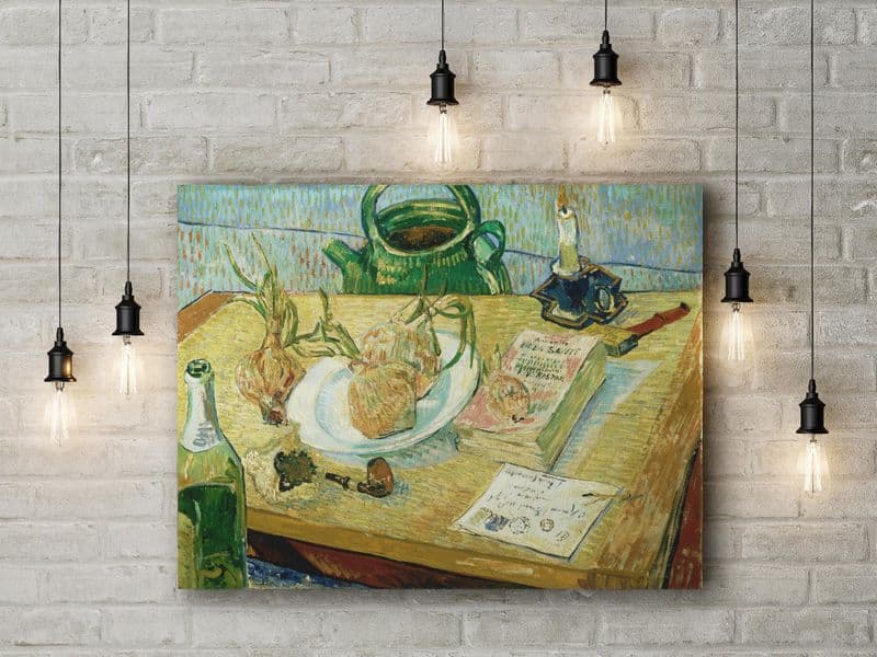 Vincent Van Gogh: Drawing Board, Pipe & Onions. Fine Art Canvas.