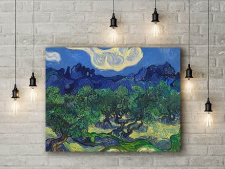 Vincent van Gogh: Olive Trees in a Mountainous Landscape. Fine Art Canvas.