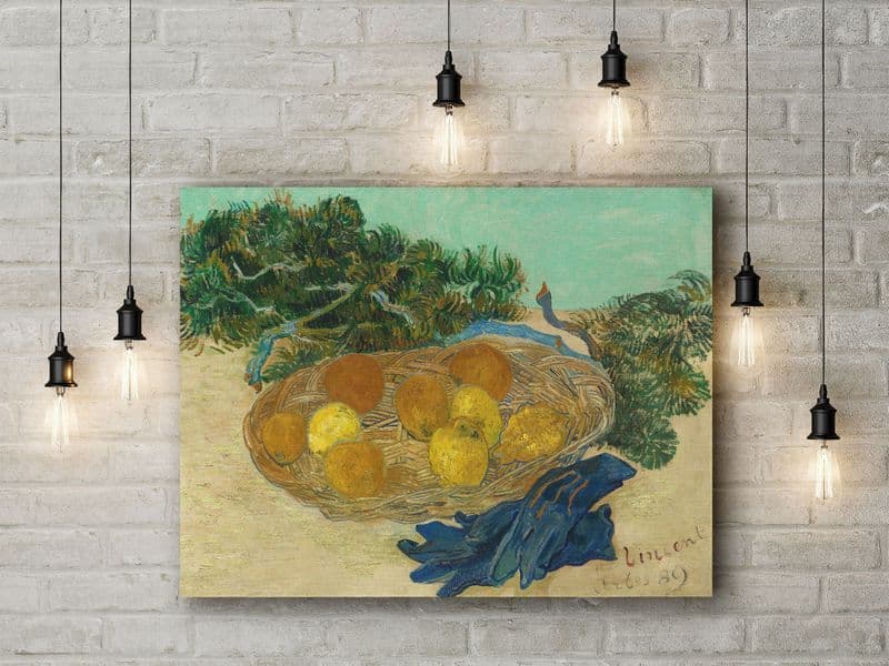 Vincent van Gogh: Still Life of Oranges and Lemons with Blue Gloves. Fine Art Canvas.