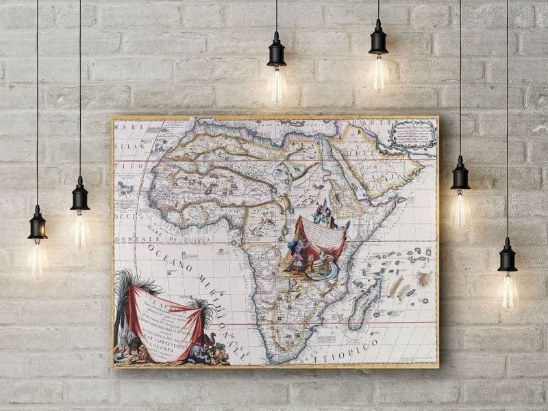 Vincenzo Coronelli: Map of Africa. Fine Art Canvas.