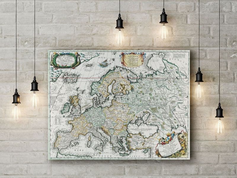 Vincenzo Coronelli: Map of Europe. Fine Art Canvas.