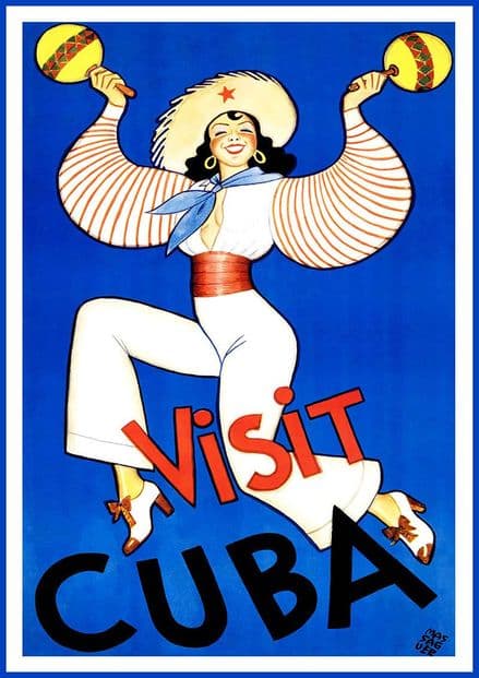 Visit Cuba. Vintage Travel/Tourism Print/Poster. Sizes: A4/A3/A2/A1 (002729)
