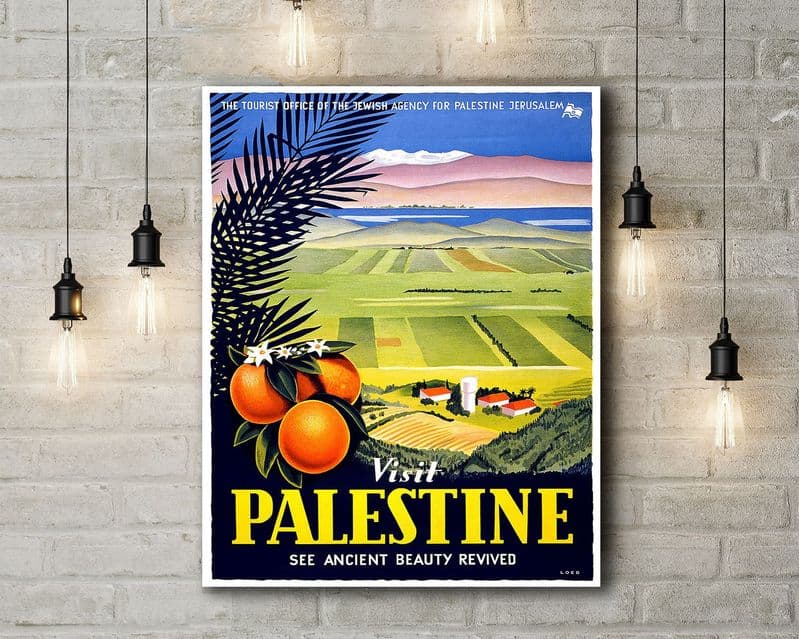 Visit Palestine, Travel Illustration. Vintage Style Canvas.