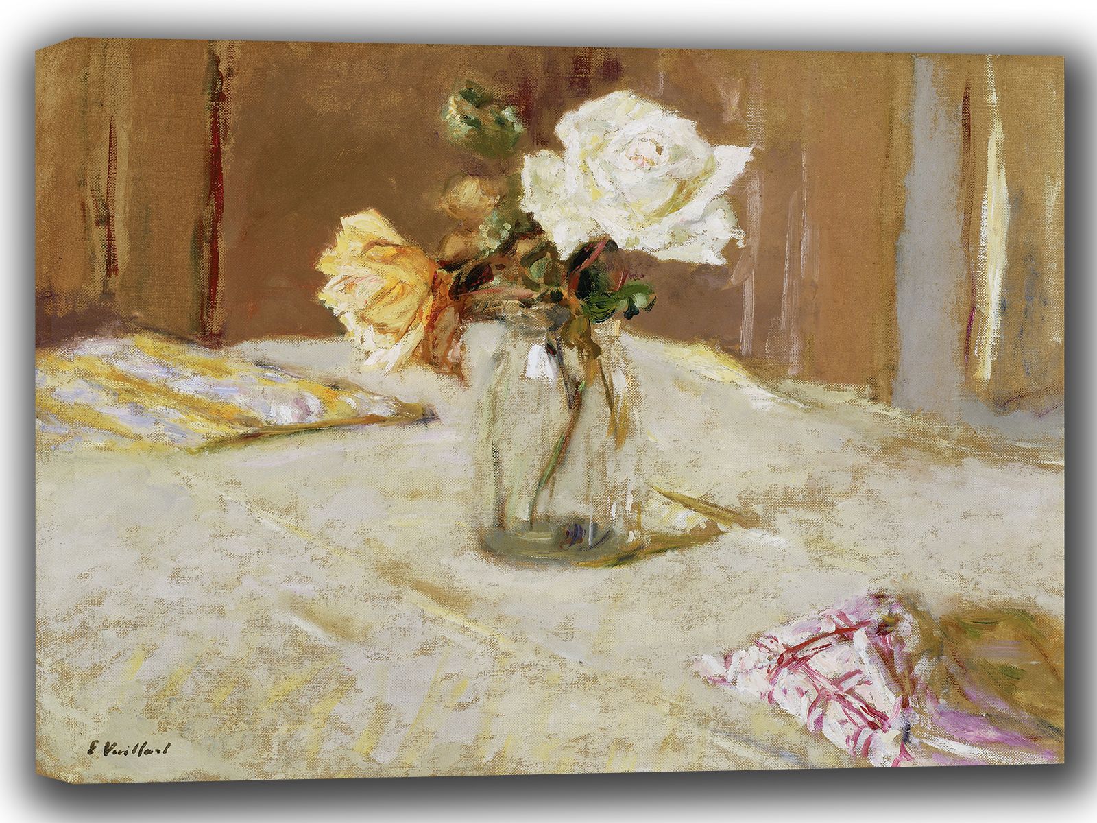 Vuillard, Edouard: Roses in a Glass Vase. Fine Art Canvas. Sizes: A4/A3/A2/A1 (002207)