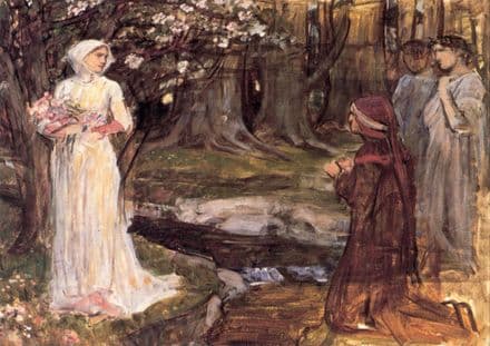 Waterhouse, John William: Dante and Beatrice. Mythical Fine Art Print/Poster. Sizes: A4/A3/A2/A1 (00838)