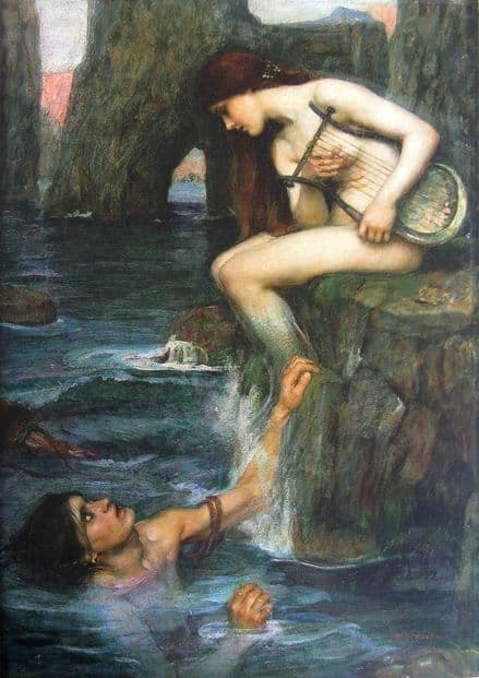 Waterhouse, John William: The Siren. Mythical Fine Art Print/Poster. Sizes: A4/A3/A2/A1 (00849)