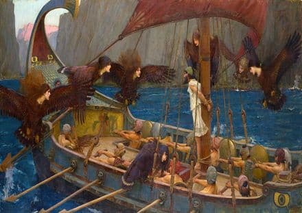 Waterhouse, John William: Ulysses and the Sirens. Mythical Fine Art Print/Poster. Sizes: A4/A3/A2/A1 (00852)