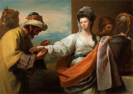West, Benjamin: Isaac's Servant Tying the Bracelet on Rebecca's Arm. Fine Art Print/Poster (004338)