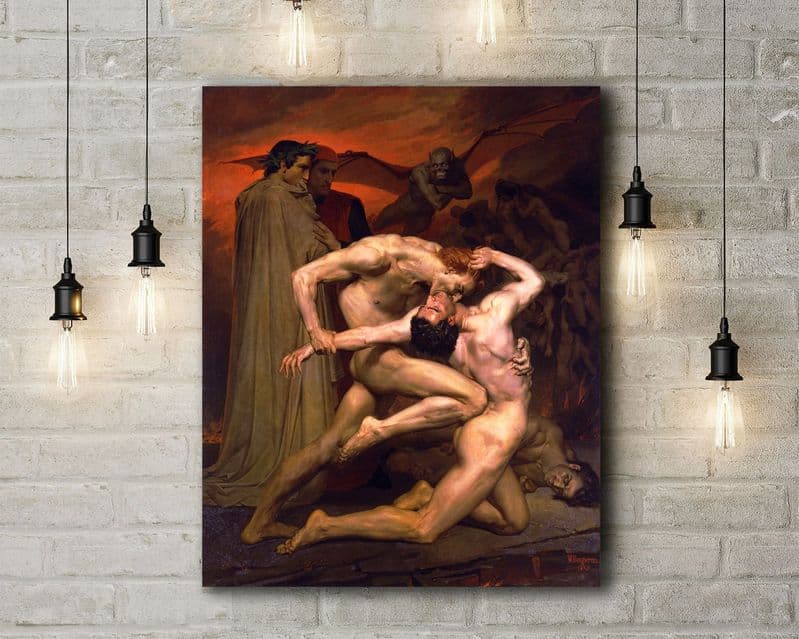 William-Adolphe Bouguereau: Dante and Virgil in Hell. Fine Art Canvas.