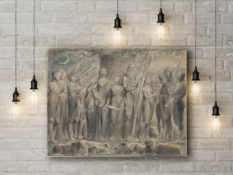 William Blake: Job and His Family Restored to Prosperity. Mythological Fine Art Canvas.