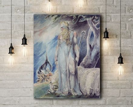 William Blake: Moses and the Burning Bush.  Religious/Mythological Fine Art Canvas.