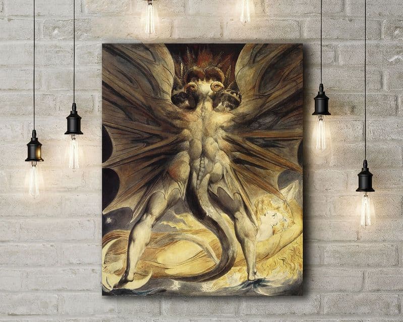 William Blake: The Red Dragon and the Woman Clothed with the Sun. Mythological Fine Art Canvas.
