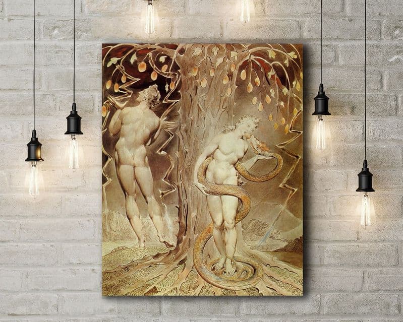 William Blake: The Temptation and Fall of Eve.  Religious/Mythological Fine Art Canvas.