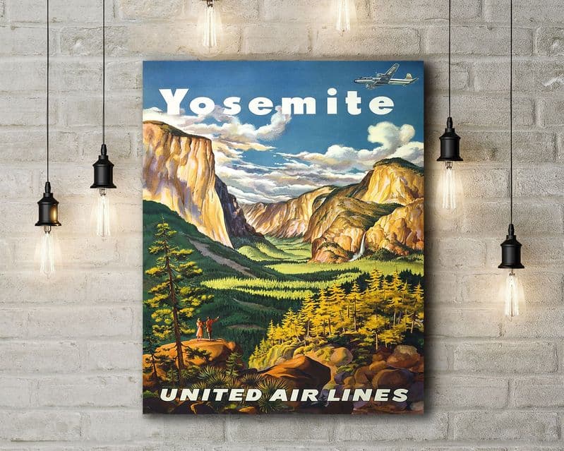 Yosemite, Travel Illustration. Vintage Style Canvas.