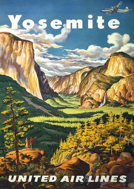 Yosemite. Vintage USA Travel/Tourism Print/Poster. Sizes: A4/A3/A2/A1 (002726)