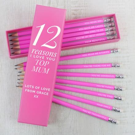 12 Reasons Box and 12 Pink HB Pencils