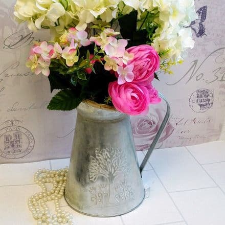 30% off Large tin flower jug with tree and flower detail