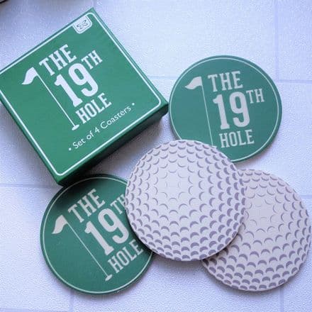 50% off 19th hole round golf coasters