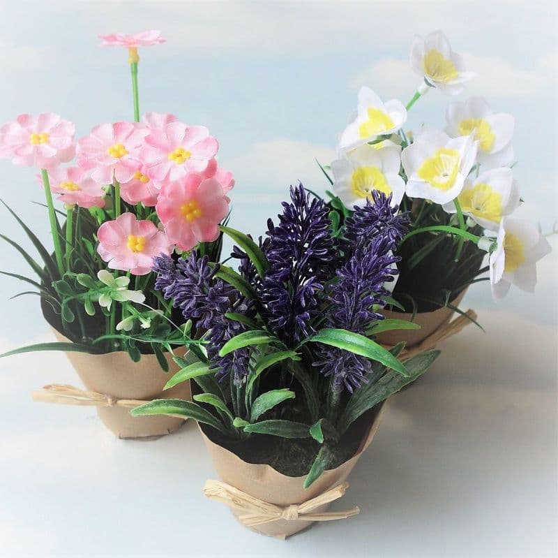 50% off Artificial  Flowers In Pots (set of 3)